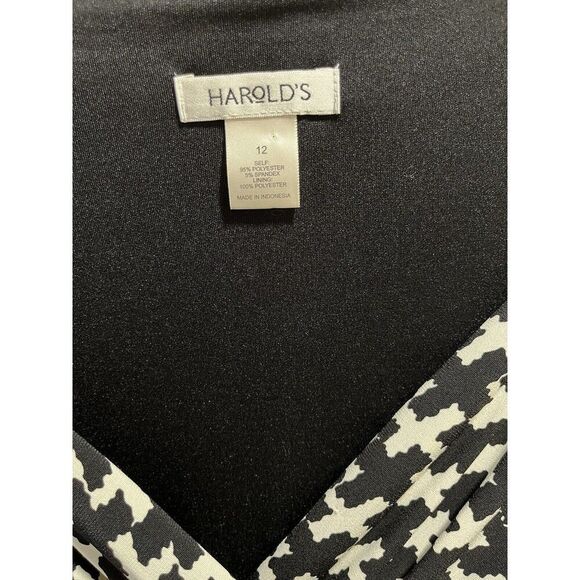 Harold’s Houndstooth Wrap Dress Womens Size 12 Black White Knee Length - Picture 5 of 6